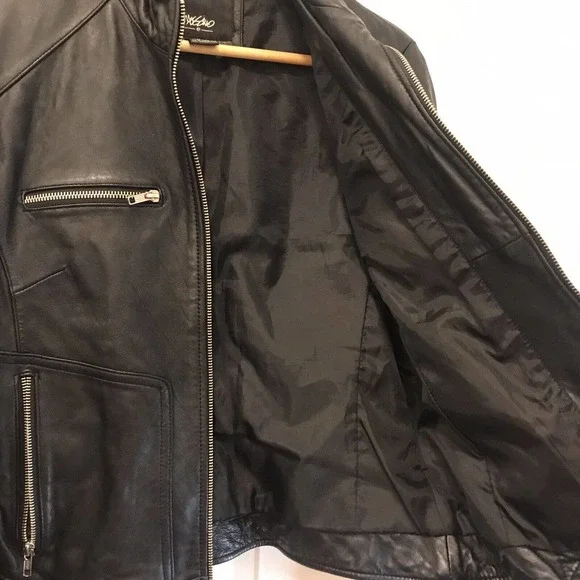 Women’s Genuine Leather Moto Jacket Medium, Black, by Mossimo - Picture 8 of 16